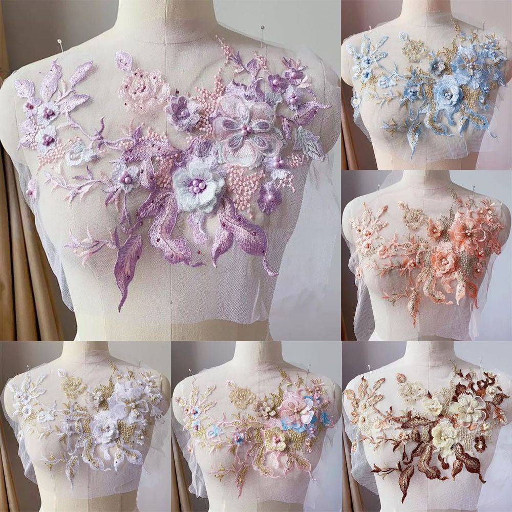 Embroidery Flower Pattern - 3D Blumen Perlen Spitze Stoffe Applikation