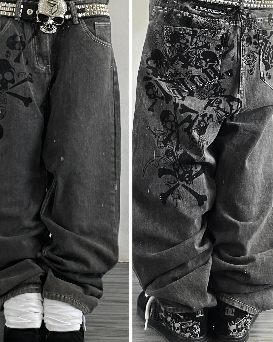 Embroidery On Jeans - Y2K Straße Neue Schädel Gestickte Jeans