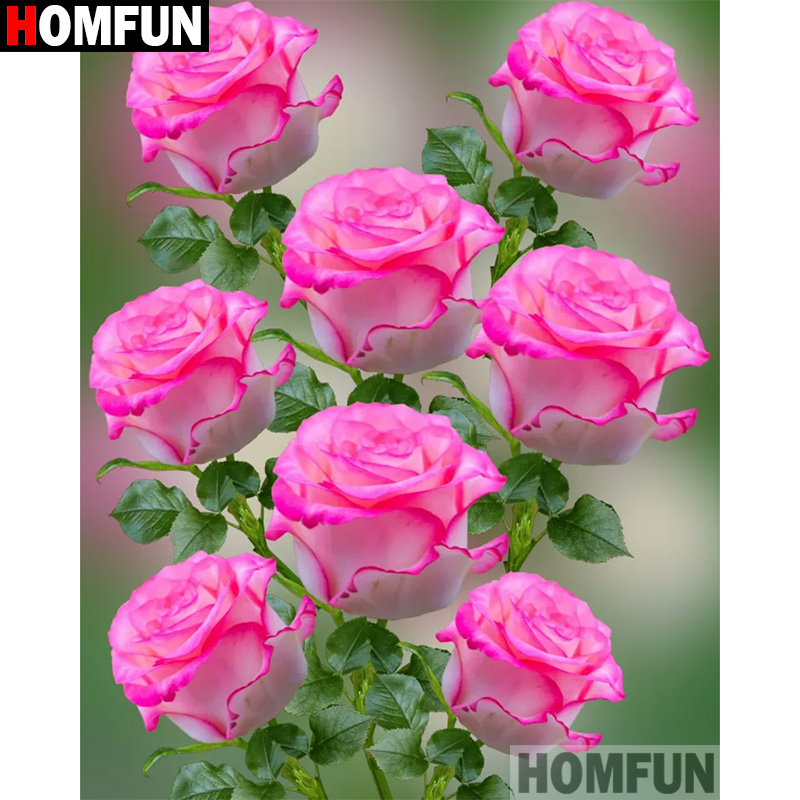 Embroidery Cross Stitch Patterns - HOMFUN Diamant-Stickerei „Blume Rose“ Muster DIY