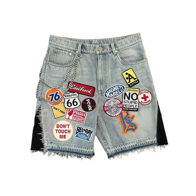 Embroidery On Jeans - Amerikanische Retro Denim Shorts Y2K Jeans
