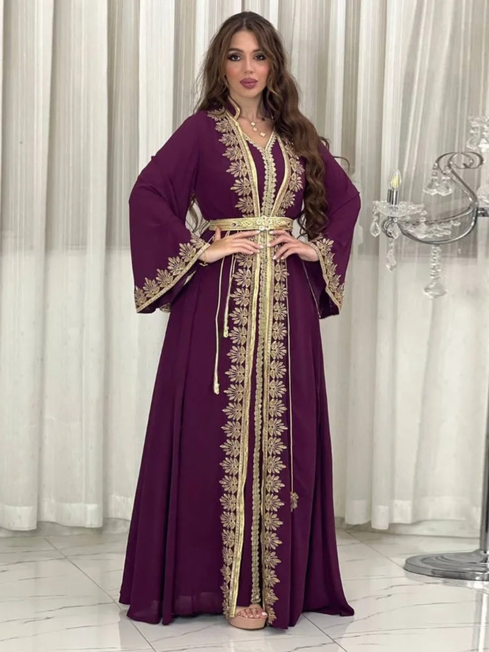 Embroidery Arabic - Eid Muslimische Frauen Party Kleider Jalabiya