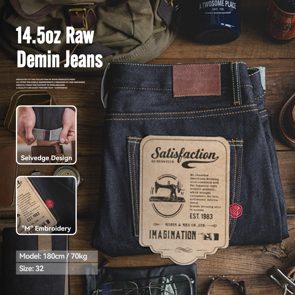 Embroidery On Jeans - Maden Retro 14,5oz Selvedge Raw Denim