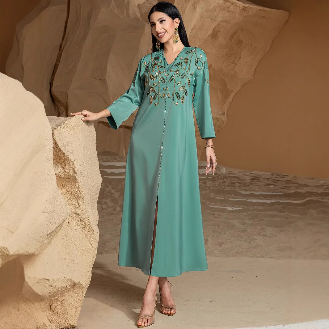 Embroidery Arabic - Dubai Abayas für Damen Partykleid Jalabiya