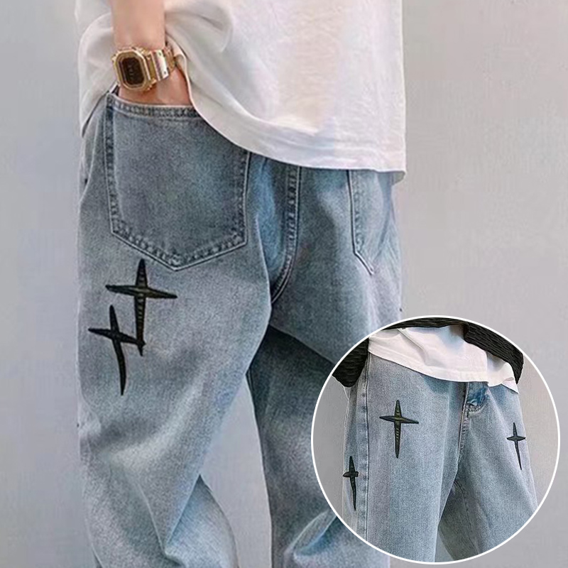 Embroidery On Jeans - Herren trend ige coole Stil blaue