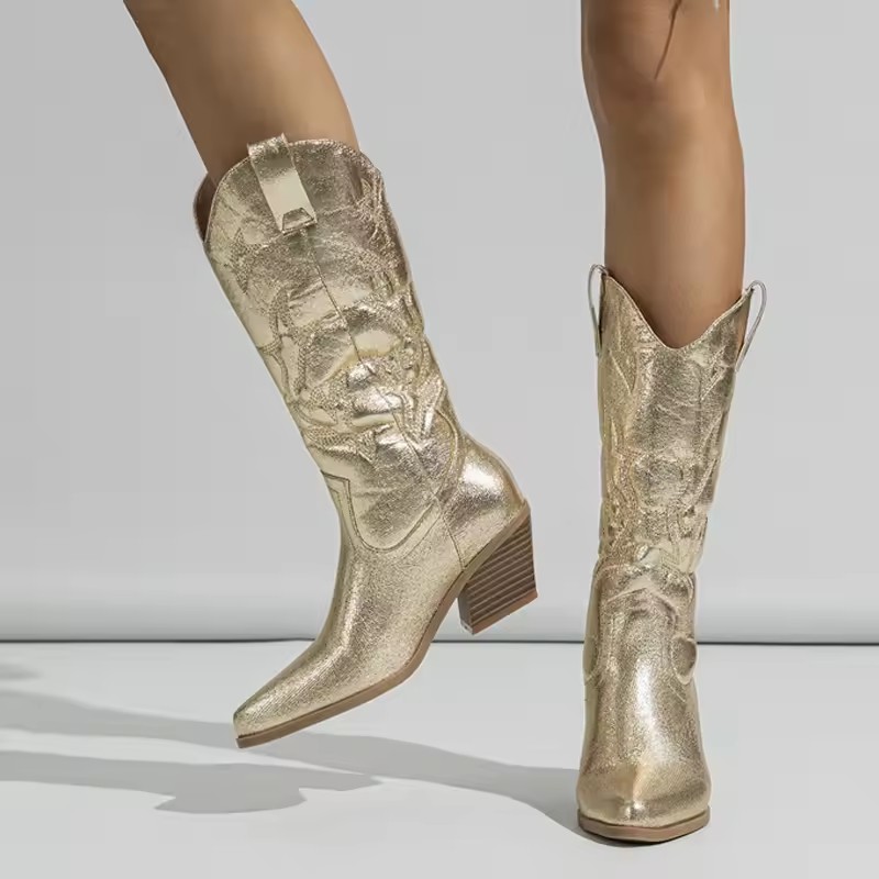 Embroidery Design - Liyke Designer Weinrot Leder Western Stiefel
