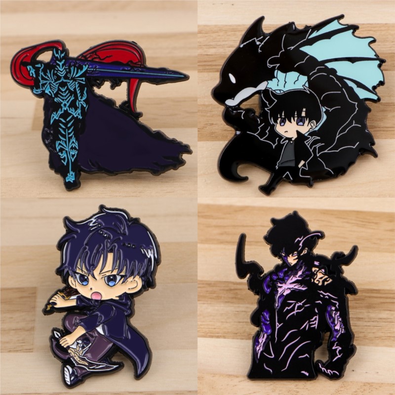 Embroidery Textile - Dunkelton-Schatten-Monsterschwert Q Cartoon-Junge Emaille-Pins Coole Figuren-Anstecknadel