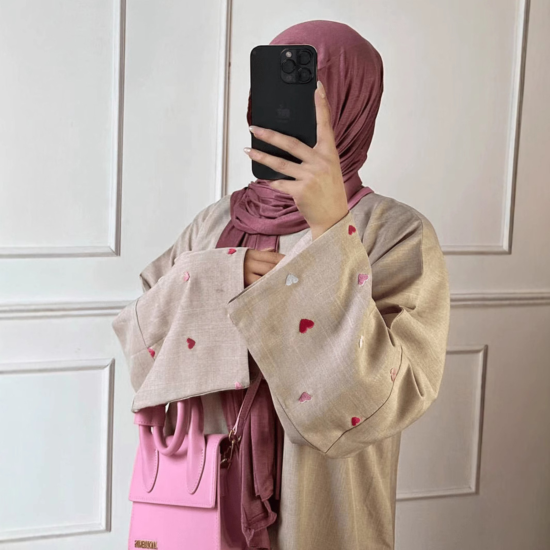 Embroidery Arabic - Frauen Liebe Herz Stickerei Muslimischen Abaya