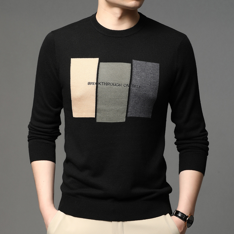 Embroidery Font - Modischer Jacquard-Strickpullover der High-End-Marke für Herren