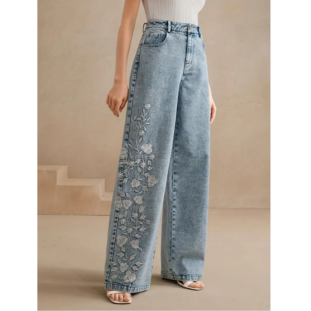 Embroidery On Jeans - Y2k-Hosen, neuer Trend 2022, Jeans für