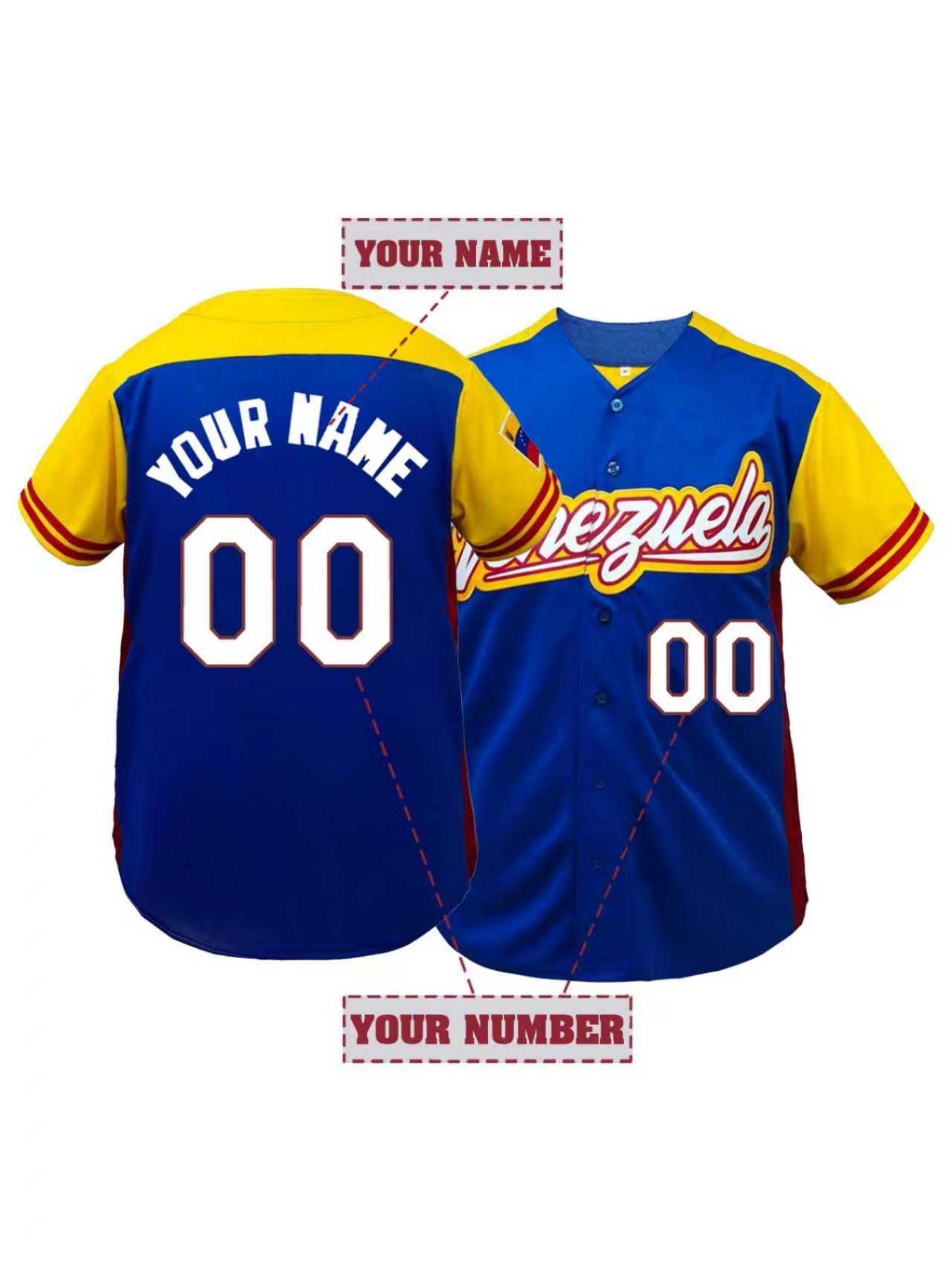 Embroidery Jersey - Personalisiertes Baseball-Trikot für Herren, Individueller Name
