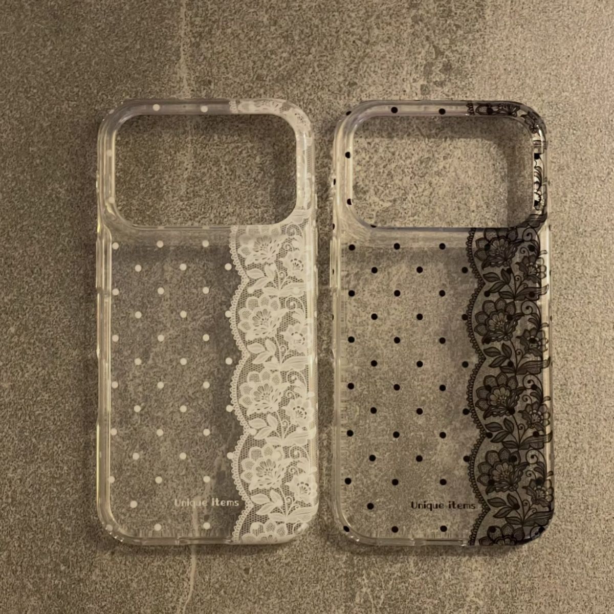 Embroidery White - Schwarz-weiß gepunktete Spitzenmuster-Handyhülle für iPhone 17