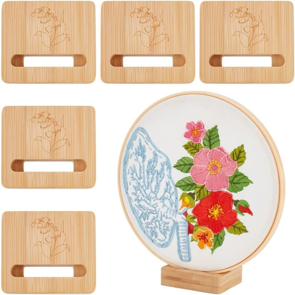 Embroidery Flower Pattern - 6 Stück Stickrahmen, rechteckiger Ausstellungsständer, Holzreifen,