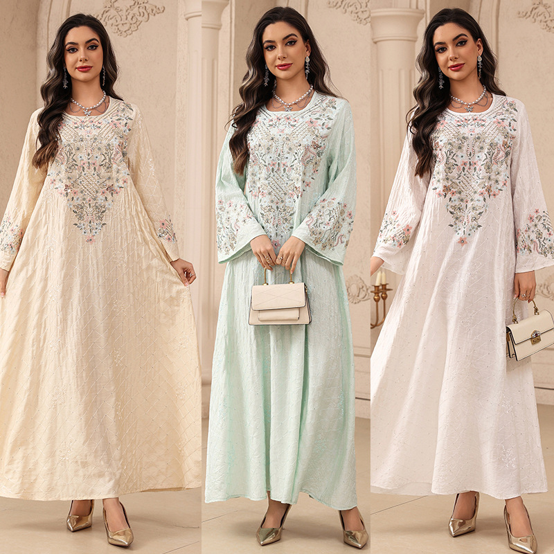 Embroidery Arabic - Eid Damenkleid Abaya Muslimische Jalabiya Ramadan