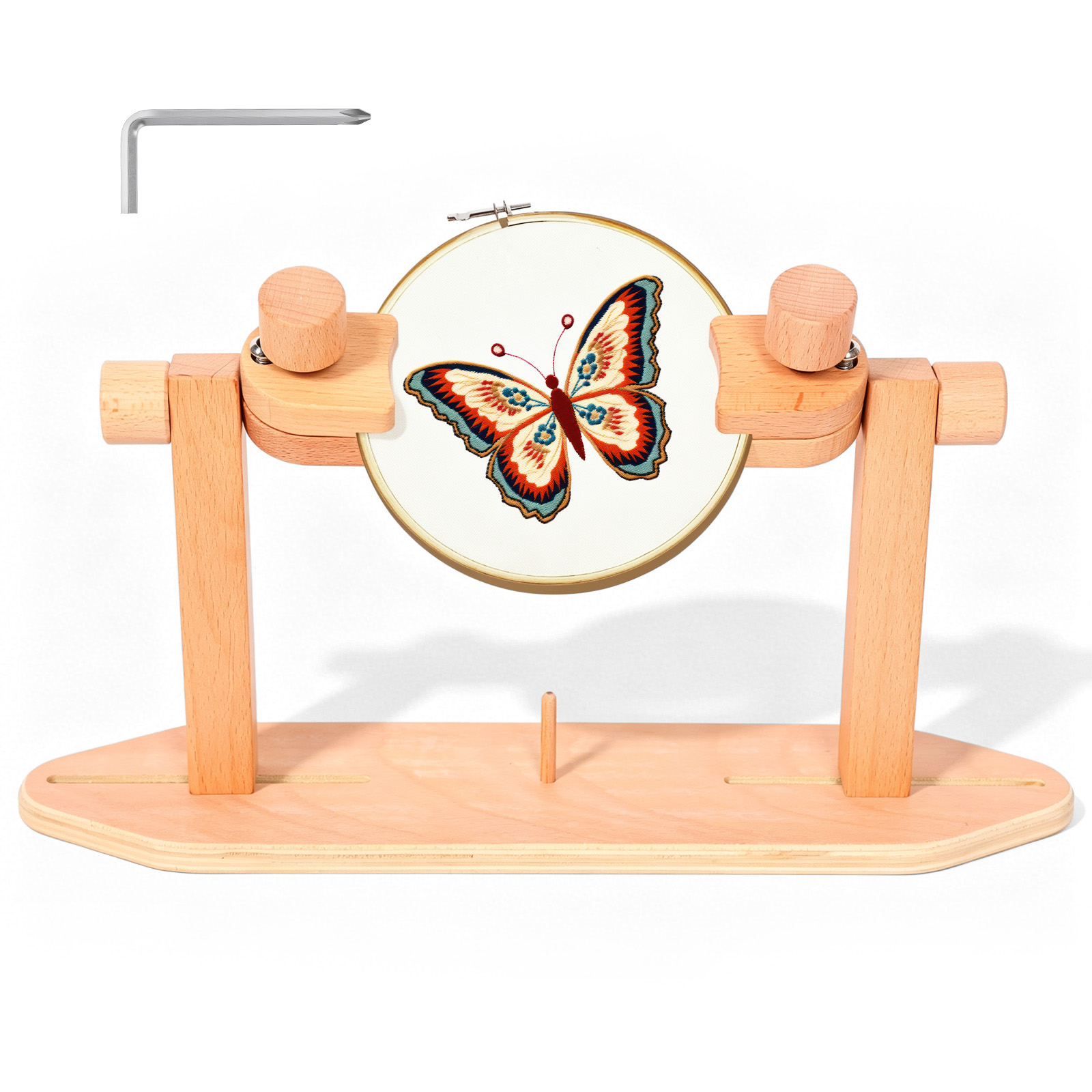 Embroidery Cross Stitch Patterns - Verstellbarer Stickrahmen-Ständer aus Holz, Freihändiger Stickrahmenhalter,
