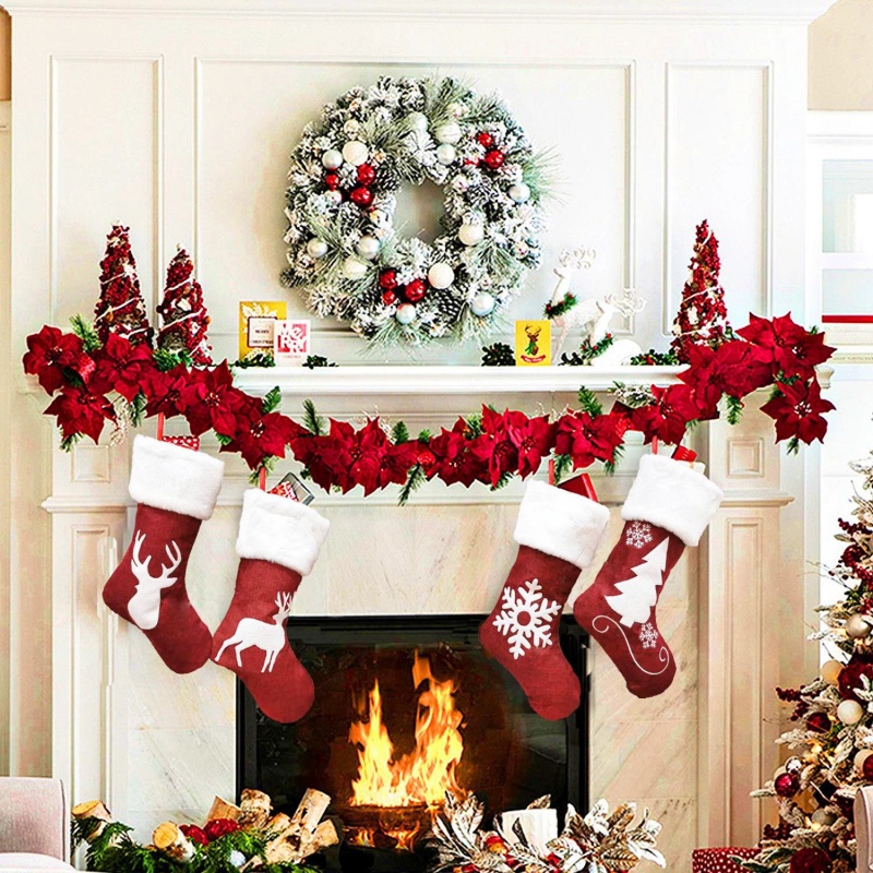 Roter Weihnachtsmann-Strumpf,  – Embroidery Xmas Stocking Bewertung und Preis