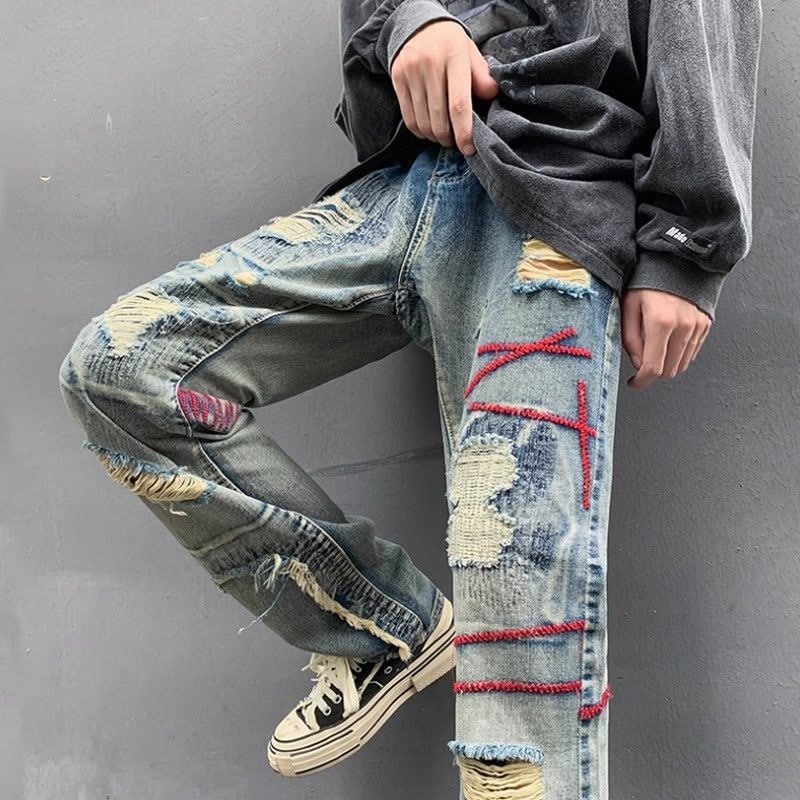 Zerrissene männliche Cowboy-Ho – Embroidery On Jeans Bewertung und Preis