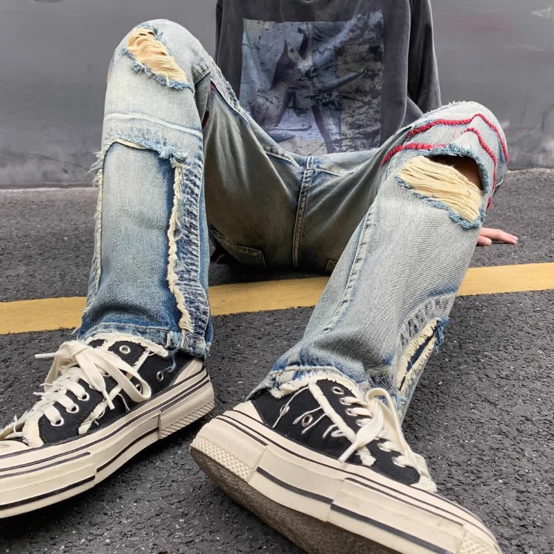 Zerrissene männliche Cowboy-Ho – Embroidery On Jeans Bewertung und Preis