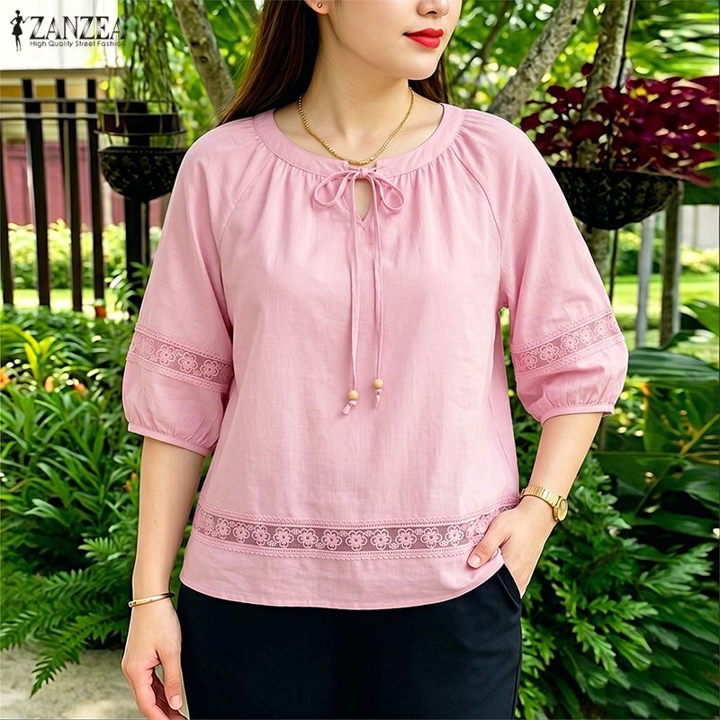 ZANZEA Damen-Bluse mit Blumens – Embroidery Jersey Bewertung und Preis