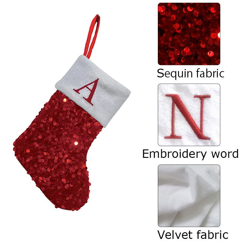 Roter Pailletten-Weihnachtsstr – Embroidery Xmas Stocking Bewertung und Preis