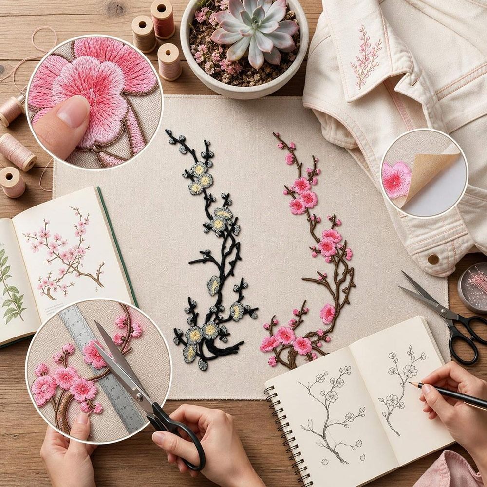 DIY Kirschblüten-Aufnäher zum  – Embroidery Flower Pattern Bewertung und Preis
