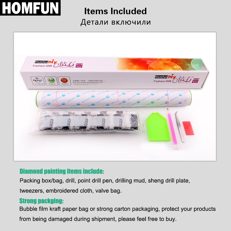 Homfun Diamant Stickerei 