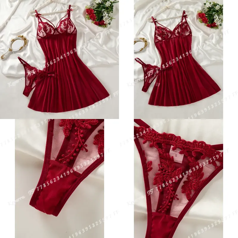 Weinrotes Damen-Nachthemd im L – Embroidery Design Bewertung und Preis