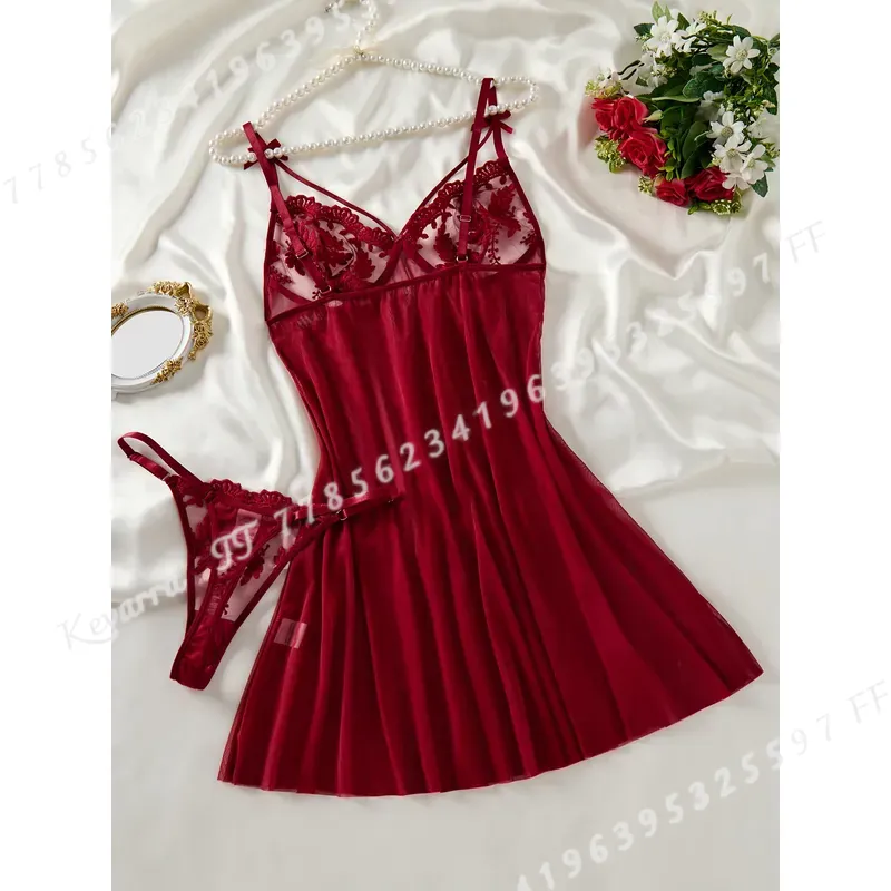 Weinrotes Damen-Nachthemd im L – Embroidery Design Bewertung und Preis