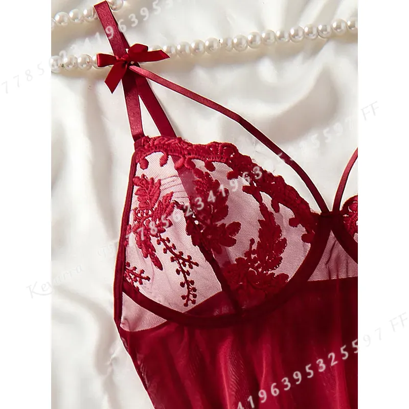 Weinrotes Damen-Nachthemd im L – Embroidery Design Bewertung und Preis