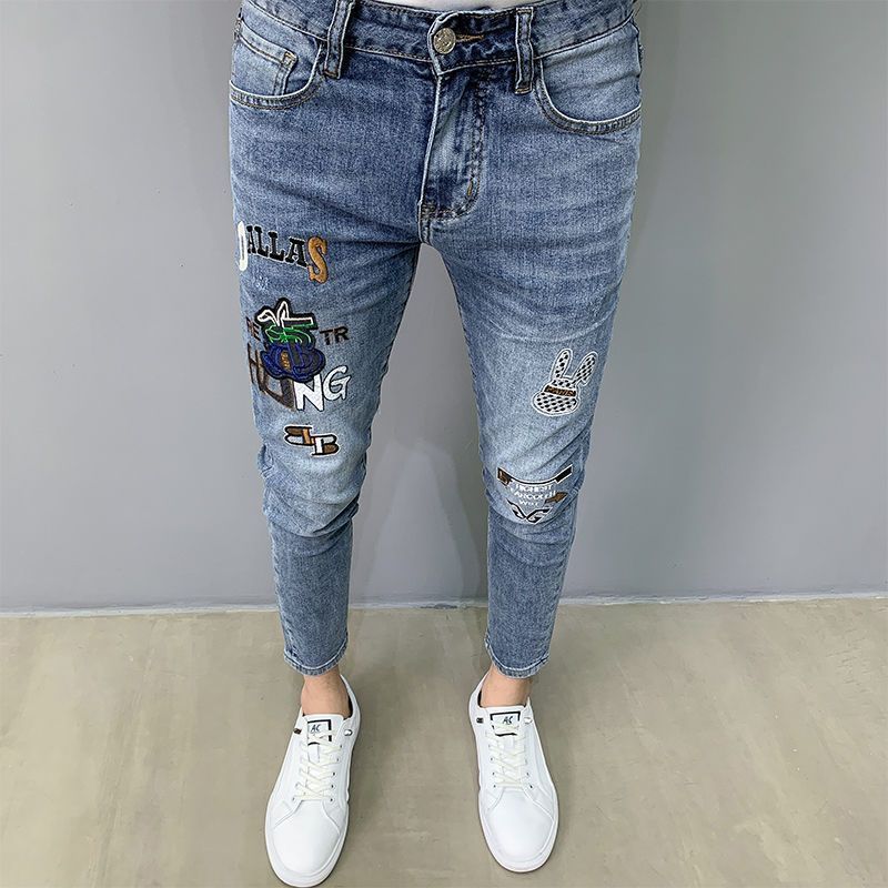 Luxus Marke männer Slim Denim  – Embroidery On Jeans Bewertung und Preis
