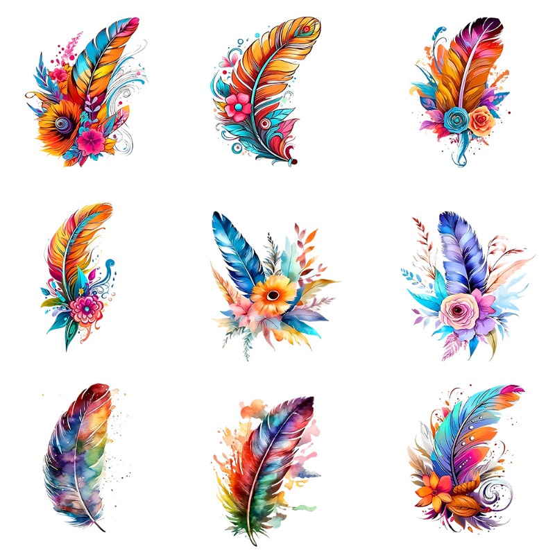 Bunte Feder-Boho-Aufnäher zum  – Embroidery Patch Bewertung und Preis