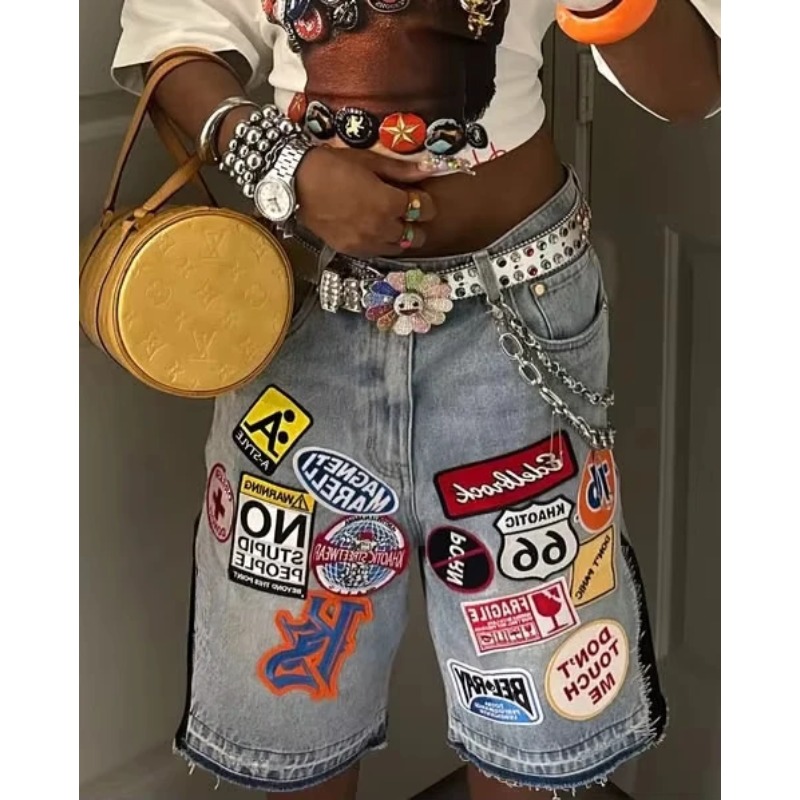 Amerikanische Retro Denim Shor – Embroidery On Jeans Bewertung und Preis