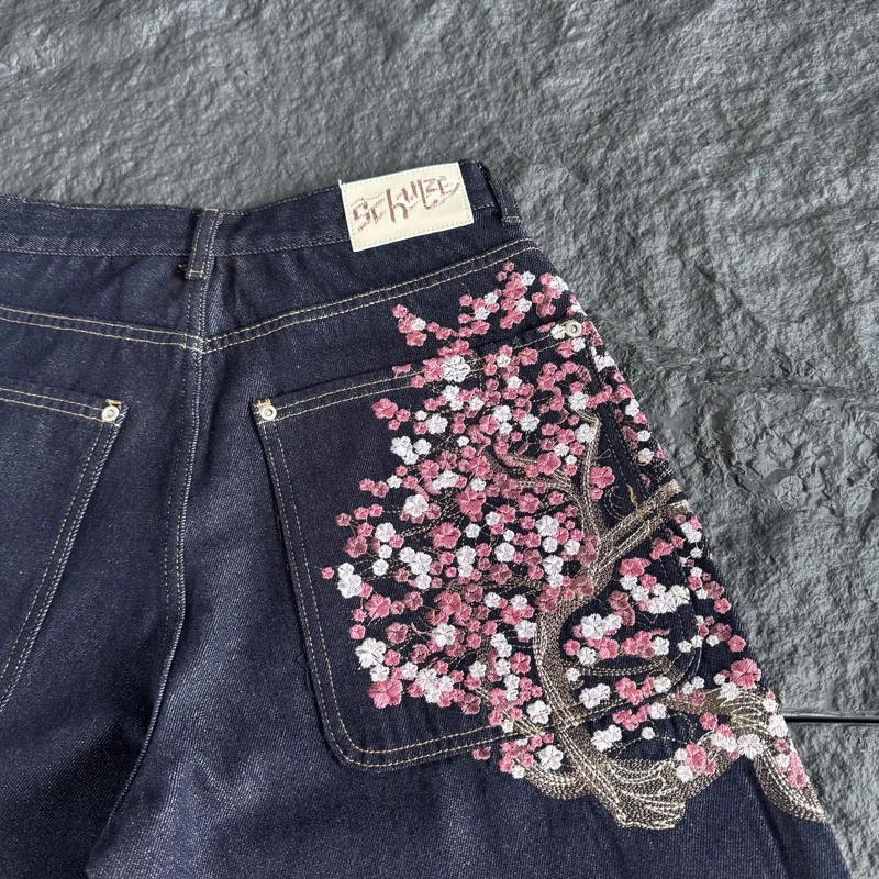 Herren Damen Dunkle Raw-Denim- – Embroidery Jeans Sakura Bewertung und Preis