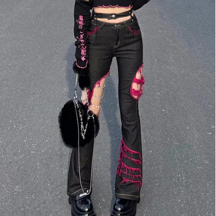 Japanischen Punk Mädchen Schwa – Embroidery Jeans Sakura Bewertung und Preis