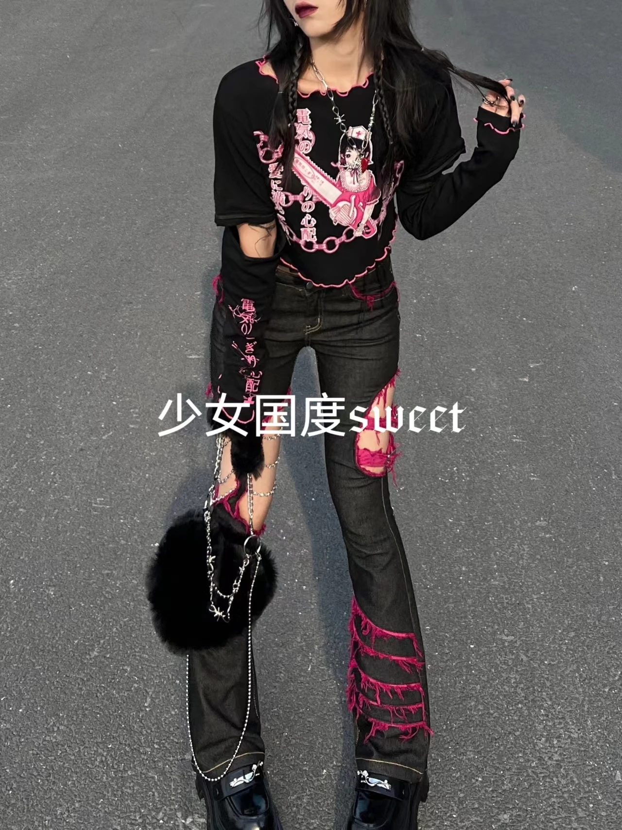 Japanischen Punk Mädchen Schwa – Embroidery Jeans Sakura Bewertung und Preis