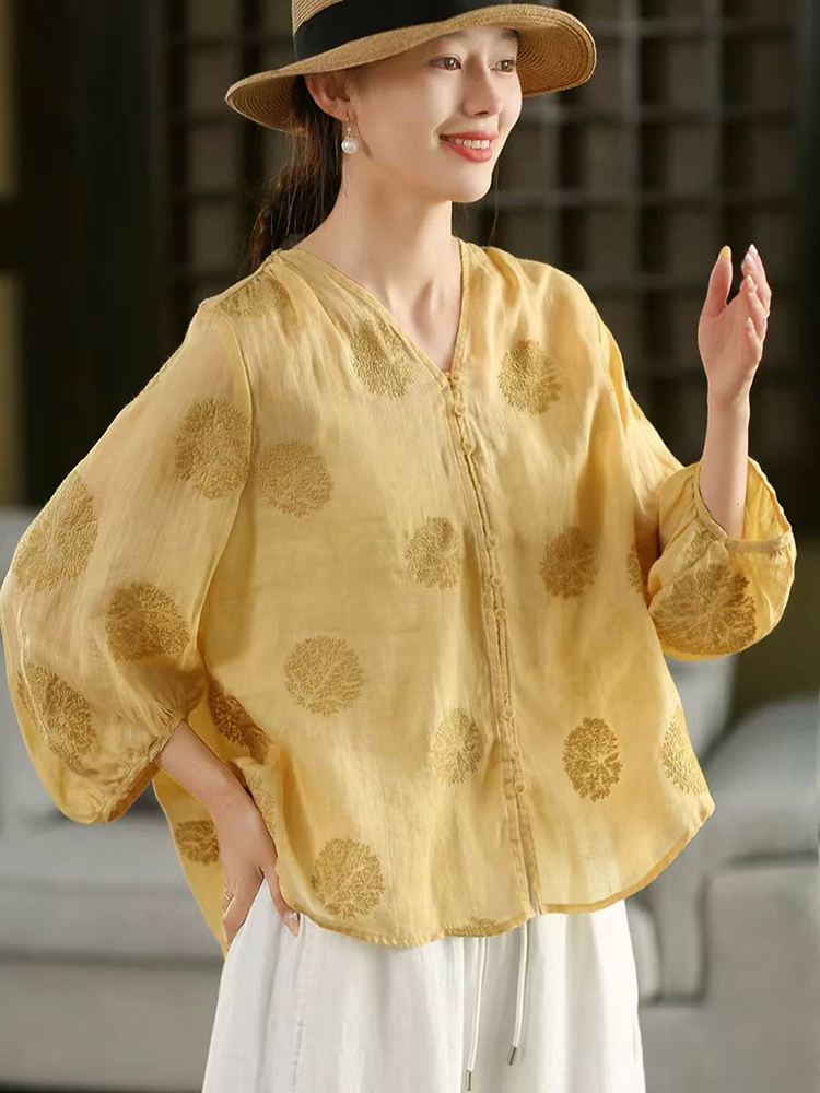 100% Ramie Frauen Casual Shirt – Embroidery Jersey Bewertung und Preis