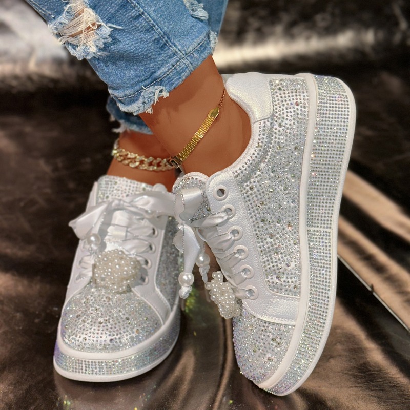 Damen-Plateauschuhe, glänzend, – Embroidery White Bewertung und Preis
