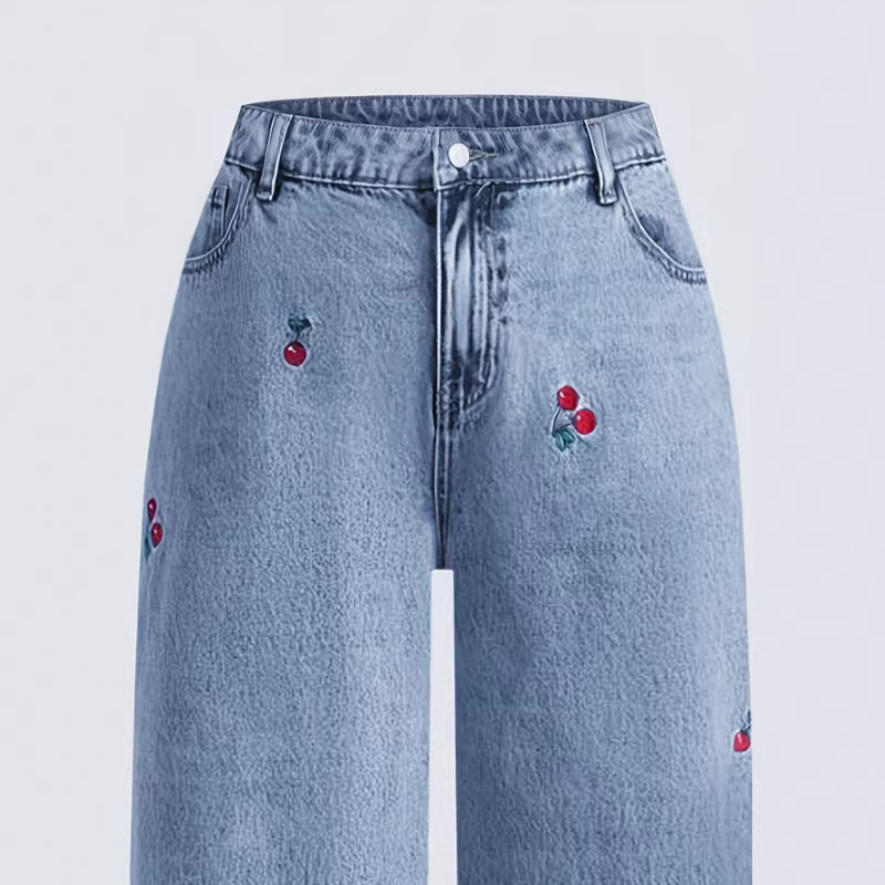 Retro-Jeans aus gewaschenem De – Embroidery Jeans Sakura Bewertung und Preis