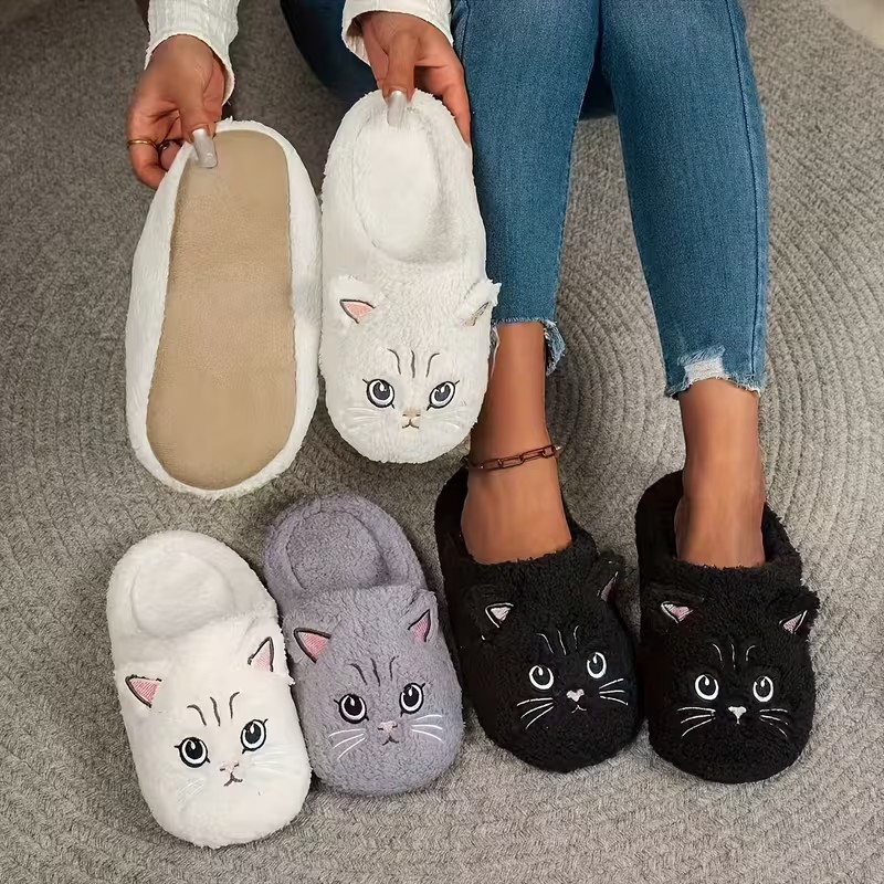Gemütliche Unisex-Plüsch-Hauss – Embroidery Flat Shoes Bewertung und Preis